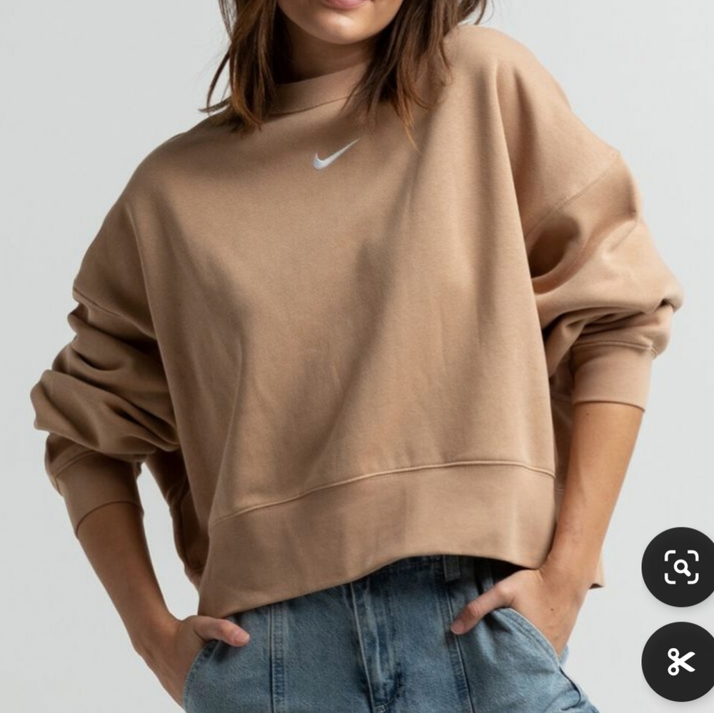 Nike collection fleece oversized crew neck sweatshirt in sand